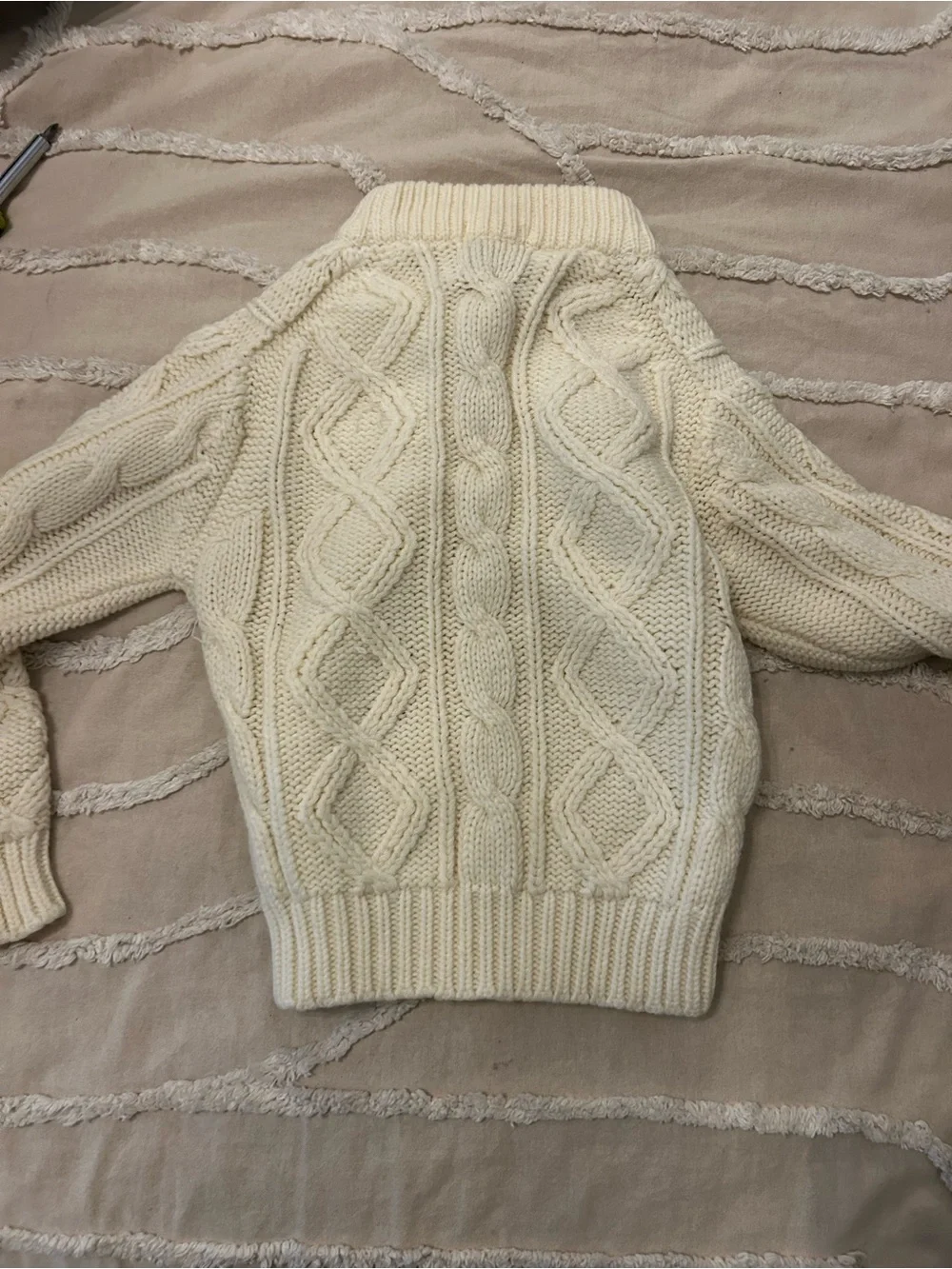 Kids Cream Cable Knit Sweater - Cozy Turtleneck Pullover